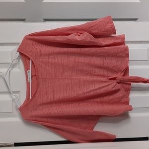 Cute open boat next peach/coral blouse